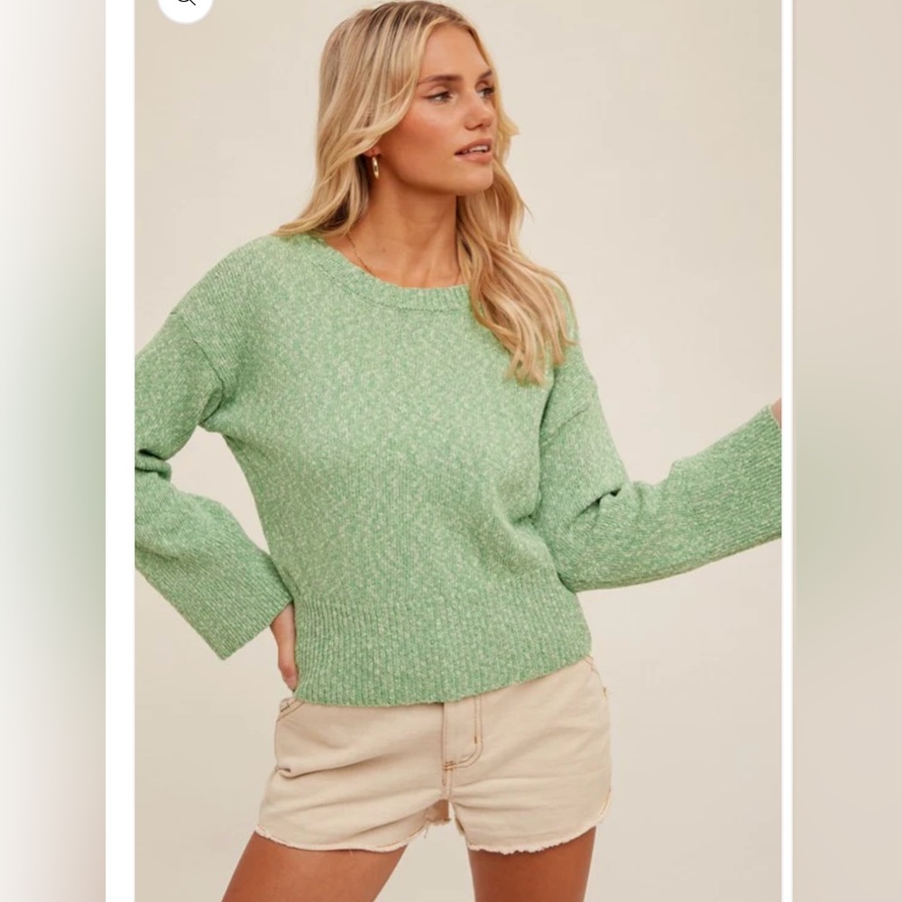 hem & thread Green Knit Sweater; size L